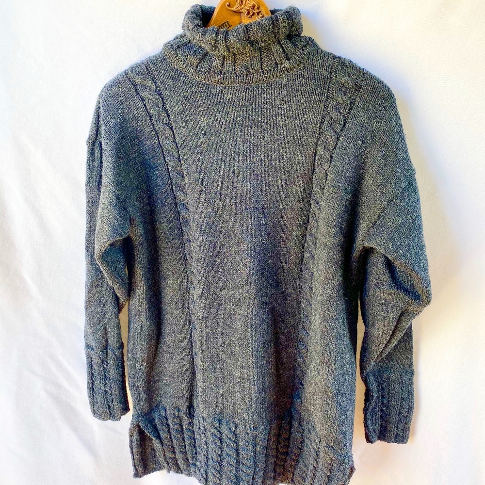Cladyknit Irish Sweater Cozy Knit Oversized Grey